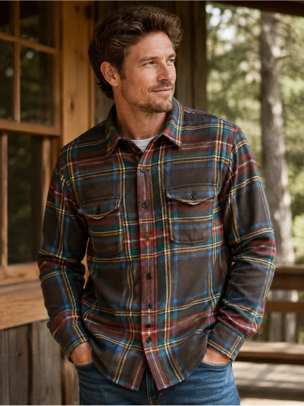 J. Crew Men’s Seaboard Soft Knit plaid Shirt-Robert Brown-XL